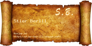 Stier Berill névjegykártya